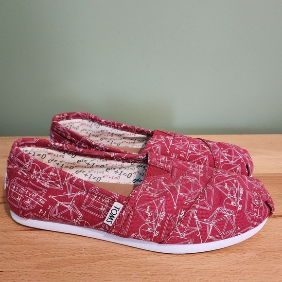 Toms NEW Classic‎ Limited Edition Geometry Print Math Shoes Red Canvas sz 7 - Picture 5 of 9